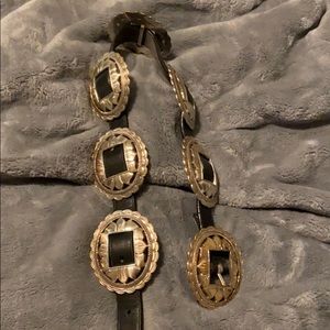 Brighton black leather belt with silver details